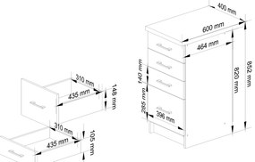 Alsó konyhaszekrény Ozara S40 SZ4 (fehér + fényes fém) . Akció -16%. 1071106