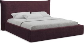 Sötétlila kárpitozott ágyneműtartós franciaágy ágyráccsal 180x200 cm Esala – Makamii