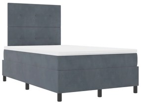 vidaXL Box Spring Ágy Matrac Sötétszürke 120x200 cm Bársony