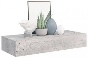 betonszürke MDF falra szerelhető fiókos polc 60 x 23,5 x 10 cm