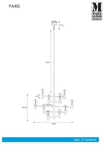 Markslöjd 107187 - Csillár rúdon PARIS 10xE27/60W/230V
