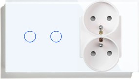 Érintőkapcsoló Üveg Dupla 2K Zigbee Aljzat Dupla Tuya Smart