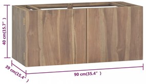 tömör tíkfa falra szerelhető fürdőszobaszekrény 90 x 39 x 40 cm