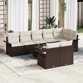 Kerti Kanapé Szett párnával tárolóval 9 pcs Barna Poli rattan