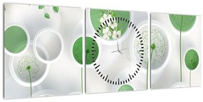 Kép - Virágok körben (órával) (90x30 cm)