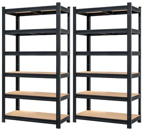 Deuba 2 db 6-polcos polcok set - fekete