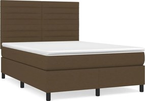 vidaXL sötétbarna szövet rugós ágy matraccal 140 x 200 cm