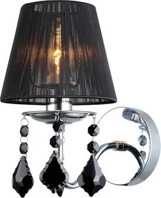 ITALUX MBM-2572-1-BK CORNELIA Kristály Fali Lámpa Króm, Fekete E14 IP20