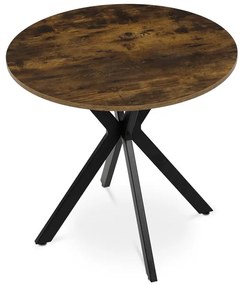 Kerek étkezőasztal Old wood dekorációval. Méret: 80x75 cm. Mdf asztallap, fém váz
