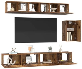 TV szekrény garnitúra 6 pcs Régi fa 100 x 30 x 30 cm Faanyag