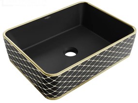 Mexen Catia pultra építhető kerámia mosdó - 48 x 37 cm matt fekete/arany (21314879)