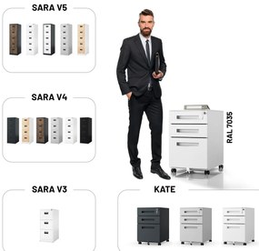 ATE fém irodai tároló 390 x 600 x 500 mm, szürke