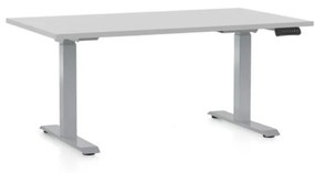 OfficeTech D állítható magasságú asztal, 120 x 80 cm, szürke alap, világosszürke