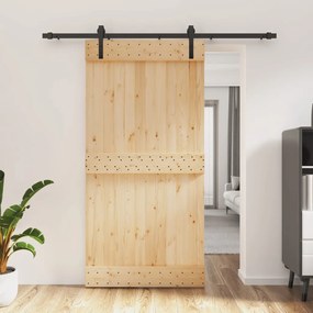 tömör fenyőfa tolóajtó fémszerelékszettel 100 x 210 cm