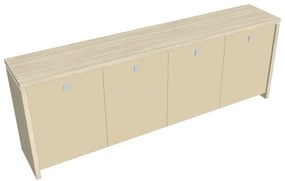Verno alacsony szekrény 248 x 46 x 90 cm, üvegajtó, akác / vanília