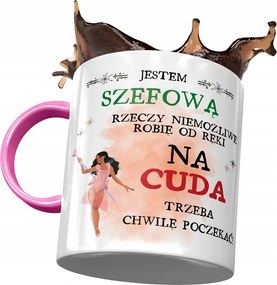 Rózsaszín Bögre A Főnöknek A Csodákra Várni Kell Nyomtatott Fotóval