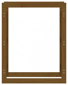 mézbarna tömör fenyőfa tűzifatartó állvány 80x25x100 cm