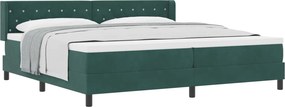 vidaXL Boxrugós ágy matracmal Sötétzöld 200 x 200 cm Poliészter