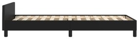 fekete műbőr ágykeret fejtámlával 100x200 cm