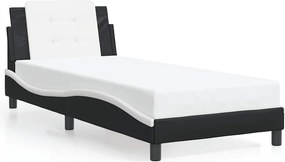 vidaXL fekete és fehér műbőr ágykeret matrac nélkül Zadar 100x200 cm