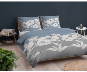 Flanel ágynemű - kék virágmotívummal 3 časti: 1ks 220x200 + 2ks 70x80
