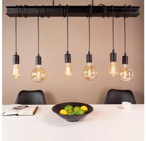 Eglo 43712 - Csillár zsinóron TOWNSHEND 6xE27/60W/230V fekete