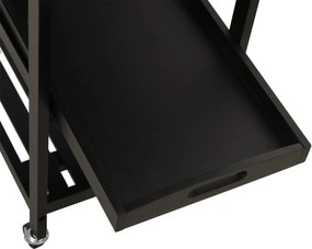 HOMCOM Konyhai Szerviz Kocsi Üveg Tároló Polccal 60L x 40W x 85H cm Rozsdamentes Acél Felső. Fekete | Aosom