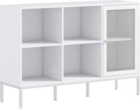 HOMCOM Konyhai Komód Fémrácsos Ajtóval, 4 Nyitott Rekesszel és Állítható Polccal, Modern Konyhai Szervizasztal Étkezőbe vagy Nappaliba, 120x37x81,5 cm