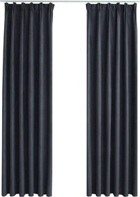 vidaXL 2 db antracitszürke sötétítőfüggöny kampókkal 140 x 175 cm