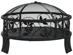 acél XXL méretű tűztál piszkavassal 50 cm