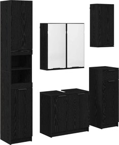 vidaXL Fürdőszoba bútor szett fiókkal 5 pcs Fekete tölgy Faanyag