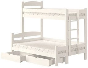 Lovic jobb oldali emeletes ágy fiókokkal - fehér, 90x200/120x200