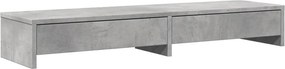 vidaXL betonszürke szerelt fa monitorállvány fiókokkal 100x27x15 cm