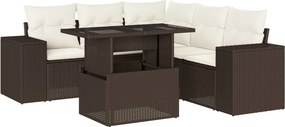 vidaXL 6 részes barna polyrattan kerti ülőgarnitúra párnával