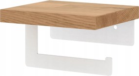 WC-papír tartó fehér Loft fém, tölgyfa polccal W3B-P