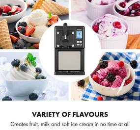 Klarstein Sweet Sundae, fagylaltgép, kompresszor, 1,5 L, rozsdamentes acél, fekete