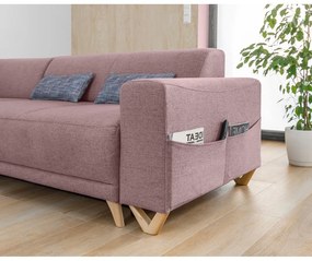 Rózsaszín kinyitható-tárolóhelyes sarokkanapé (bal oldali-L alakú) Classy Sophie – Miuform