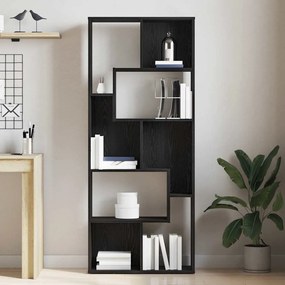 fekete tölgy színű szerelt fa könyvespolc 67 x 24 x 161 cm