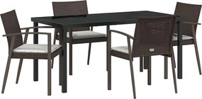 vidaXL Kert étkező szett 5 pcs Barna és fekete PE Rattan