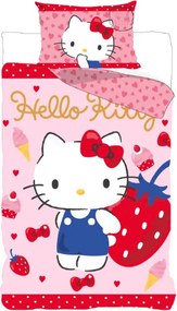 Hello Kitty Strawberry ágyneműhuzat 140×200cm, 70×90 cm