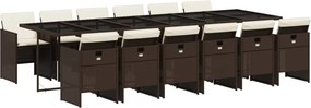 vidaXL 13 részes barna polyrattan kerti ülőgarnitúra párnákkal