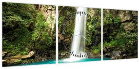 Kép - Vízesés (órával) (90x30 cm)