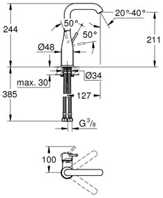 GROHE 23541001 - ESSENCE mosdócsaptelep DN 15 fényes króm