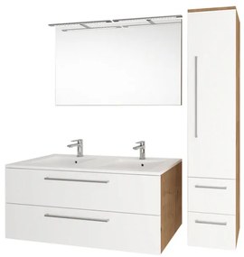Mereo Mereo, Bino, fürdőszoba szekrény 121 cm, fehér-tölgy arlington, MER-CN673S