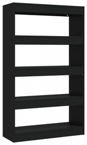 fekete szerelt fa könyvszekrény/térelválasztó 80x30x135 cm