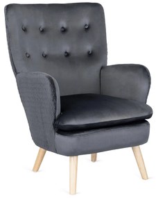 Füles Fotel Szürke Bársony Kárpittal. SANTOS