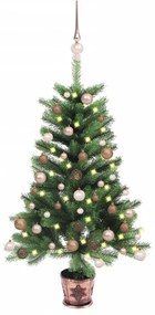 Zöld műkarácsonyfa LED-ekkel és gömbszettel 65 cm