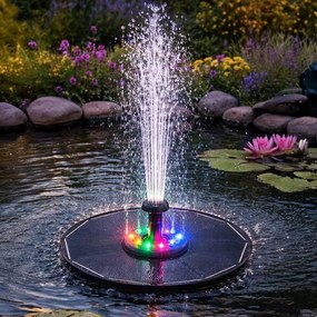 Napelemes úszó szökőkút - LUARO KX2855 - 16 cm - RGB LED