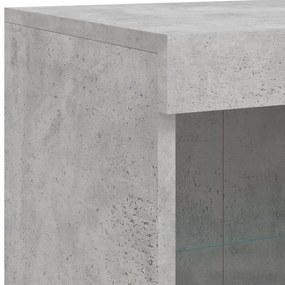 betonszürke tálalószekrény LED-világítással 81 x 37 x 100 cm