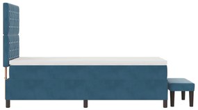 Box Spring Ágy Matraccal és Pad Sötétkék 90x190 cm Bársony